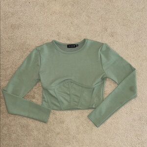 Mint Green Long Sleeve Corset Top